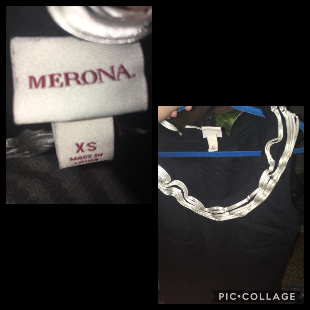 Merona XS black white ruffle tank top